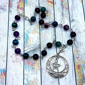 Handmade Celtic Star Pendant Necklace with Natural Tiger Eye Stones!